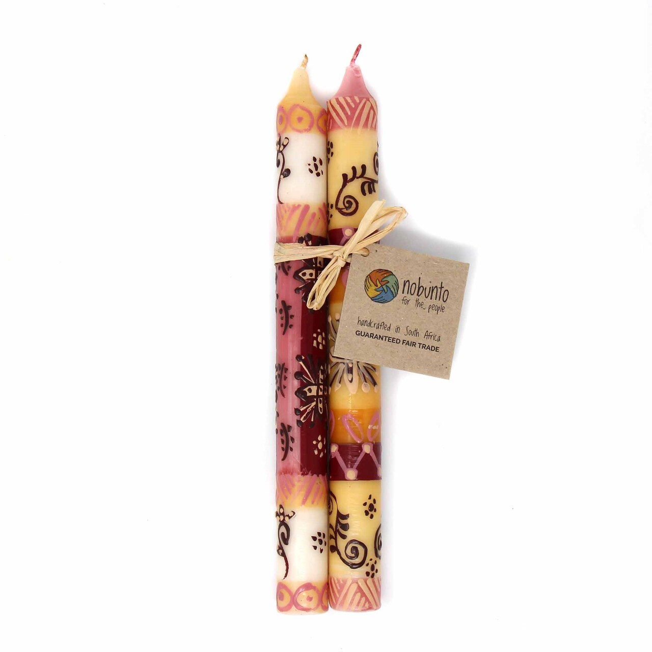 Hand Painted Dinner Taper Candles Set of 2 Unscented 9 Inch